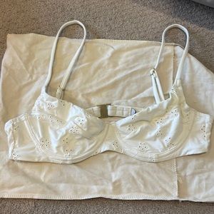 Ivory eyelet onia bikini top